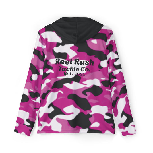 ReelRush Men's Hooded Fishing Shirt (Pink Camo)