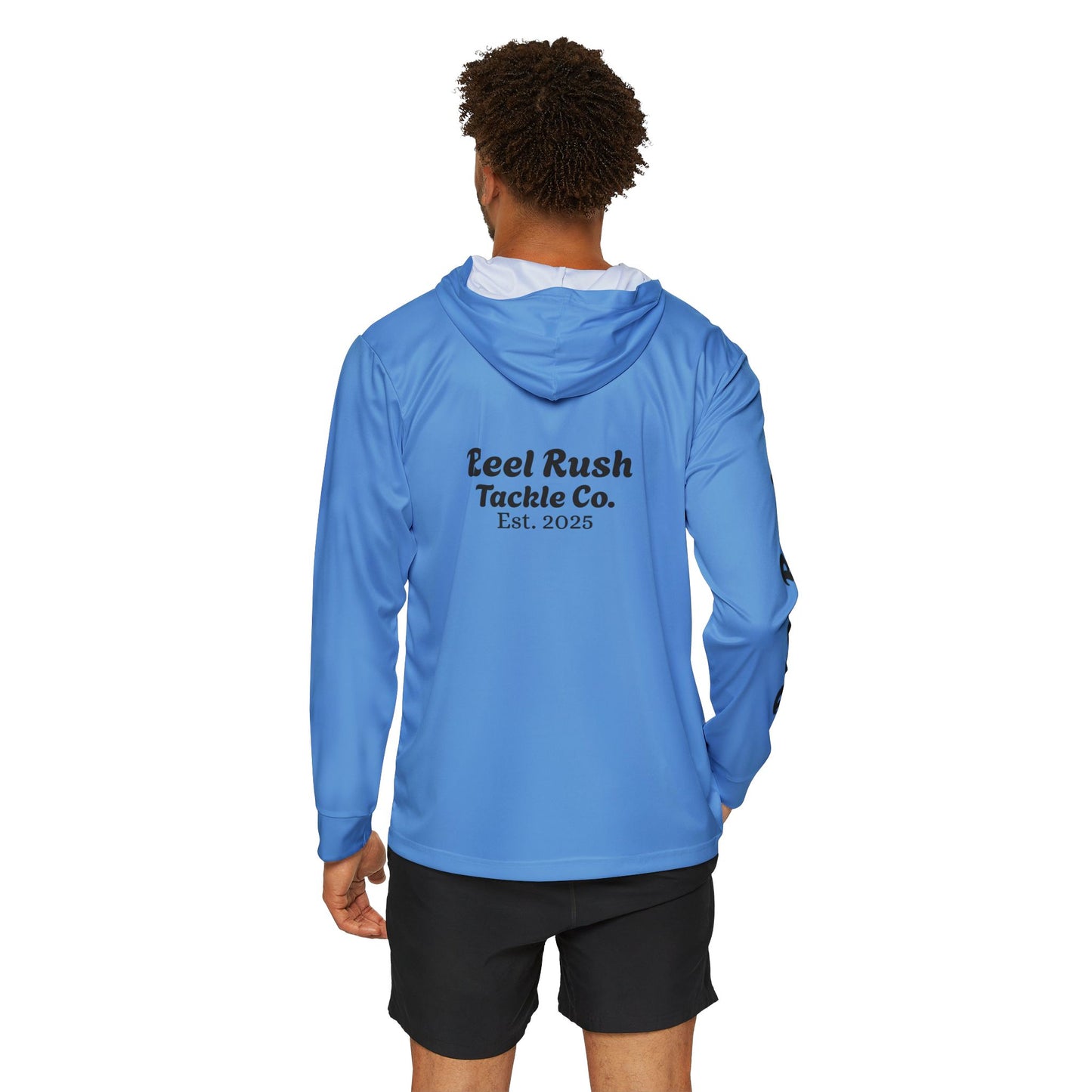 ReelRush Men's Hooded Fishing Shirt (Light Blue)