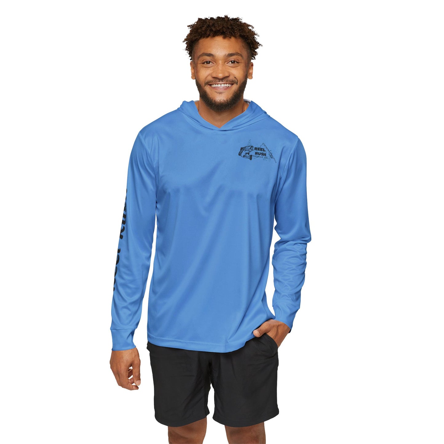 ReelRush Men's Hooded Fishing Shirt (Light Blue)