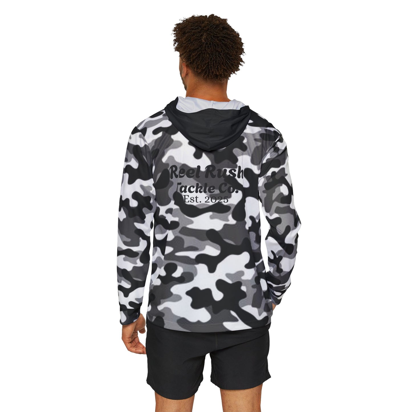ReelRush Men's Hooded Fishing Shirt (White Camo)