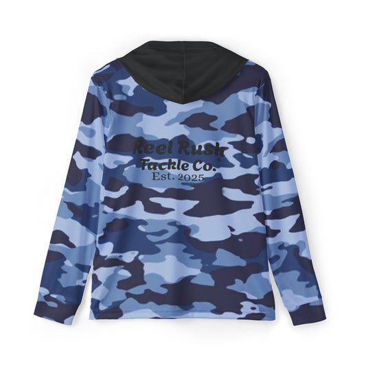 ReelRush Men's Hooded Fishing Shirt (Blue Camo)