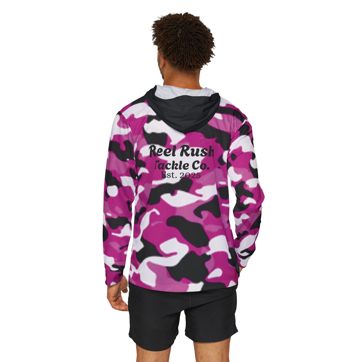 ReelRush Men's Hooded Fishing Shirt (Pink Camo)