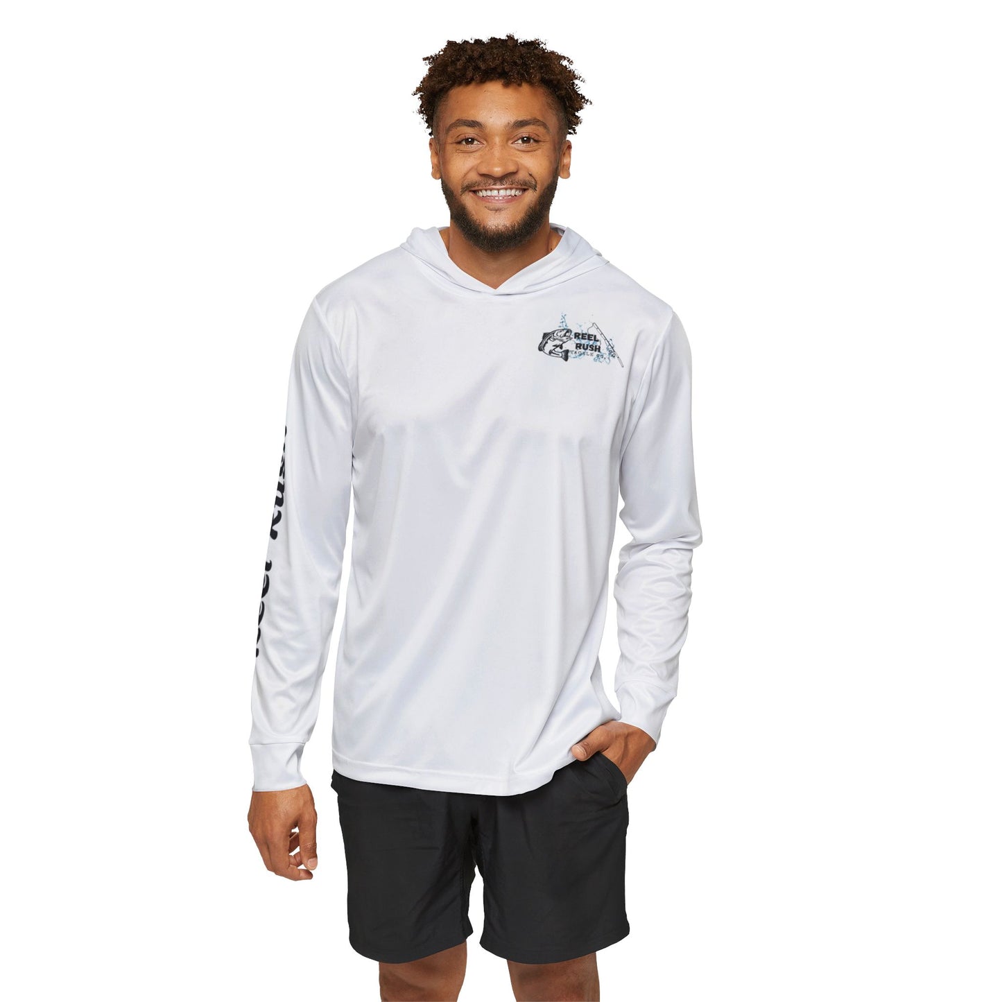 ReelRush Men's Hooded Fishing Shirt (White)