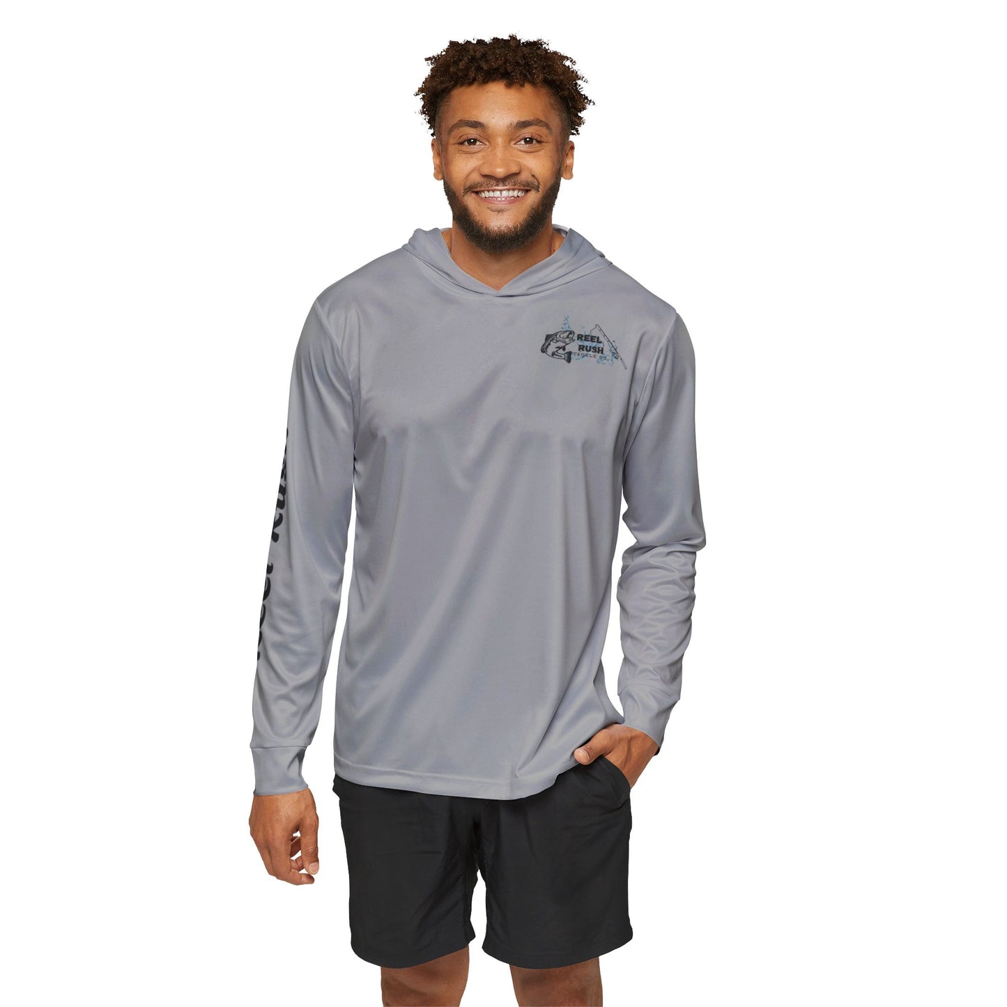 ReelRush Men's Hooded Fishing Shirt (Grey)