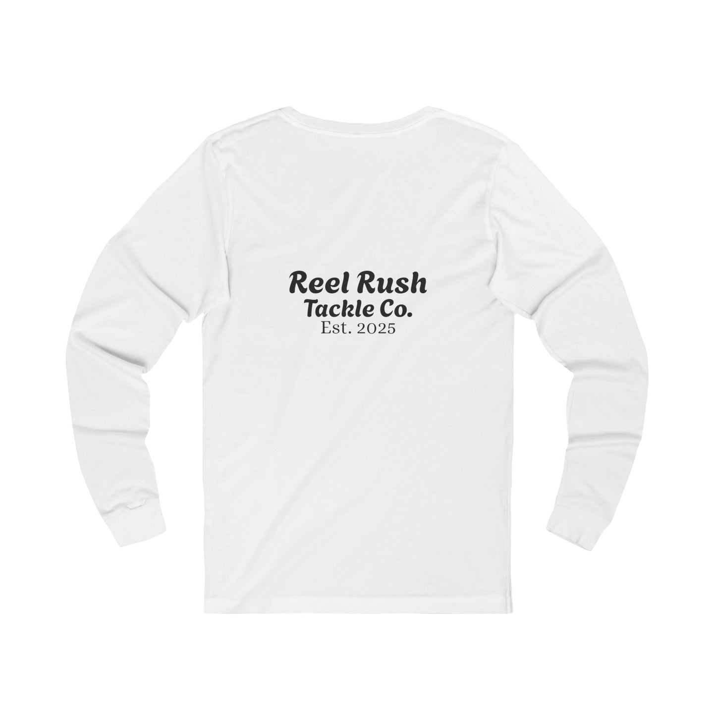 ReelRush Unisex Long Sleeve Fishing Tee (White And Grey)